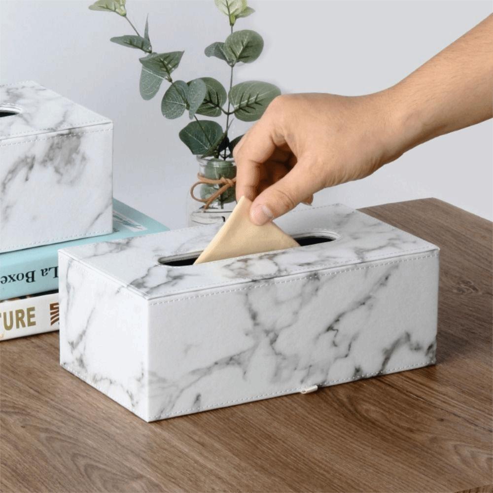 Large Capacity Marbling Leather Tissue Box Nordic Style Napkin Holder Paper Container  Restaurant