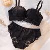Small Chest Push-up Anti-sagging Lace Underwear Top Lift Thin Strapless Invisible Non-slip Bra Set