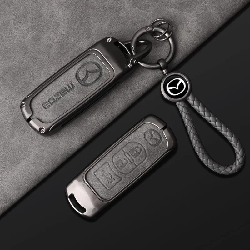 2025 Hot 2/3 Buttons Leather Car Key Cover Key Case For Mazda 2 3 6 Axela Atenza CX-5 CX5 CX-3 CX-7 CX8 CX-9 2016 2017 2018 Acce