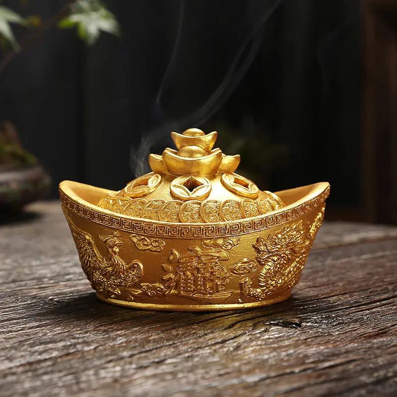

Ingot Shape Sandalwood Stove, Resin, Indoor, Living Room, Office, Bedroom, Tea Ceremony, Craft Decor, Incense Burner, 1Pc