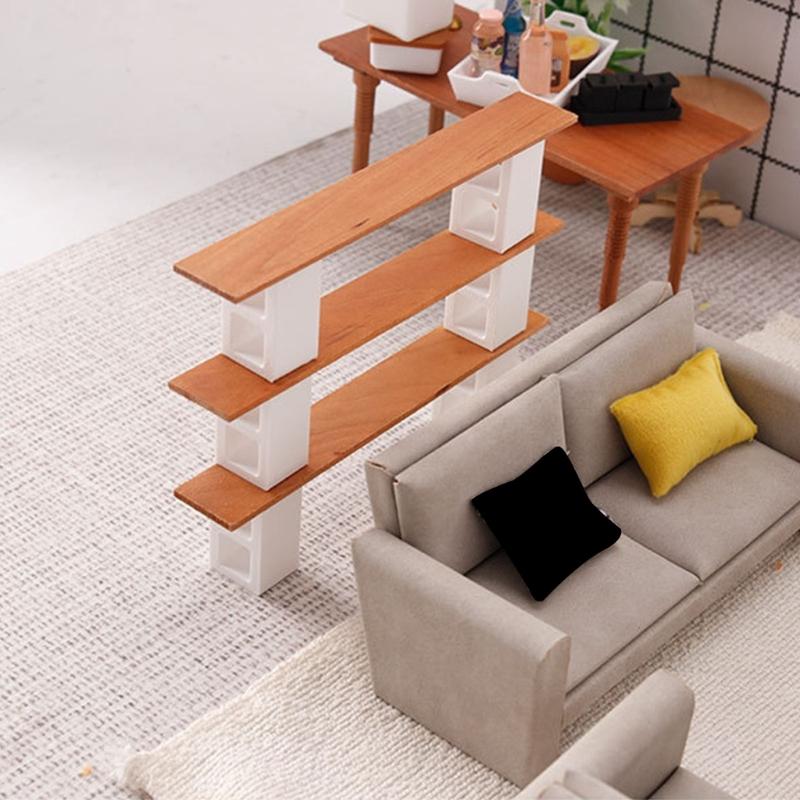 Solid Wood Mini Cabinet Bookshelf Model Dollhouses Accessories For Bedroom Kitchen Living Room Tiny House Decoration