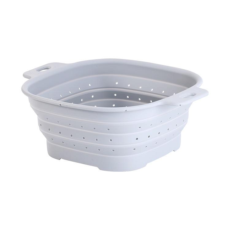 Food Grade Silicone Collapsible Colander, Foldable Fruit Vegetable Washing Basket, Heat Resistant Kitchen Strainer