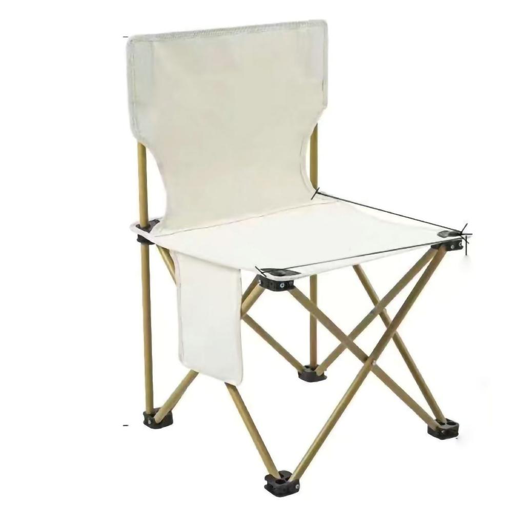 Camping Klappstuhl Eisengestell Oxford-Gewebe Tragbarer Outdoor-Hocker für Freizeit Strand Picknick Beige
