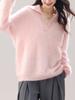 Navy Double-Strand Wool Brushed Texture Collar Chic Cardigan - Retro & Versatile for Autumn/Winter Women