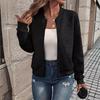 2025 Spring/Autumn Women's Plaid Zipper Jacket with Round Neck and Long Sleeves - Fashionable European and American Style.