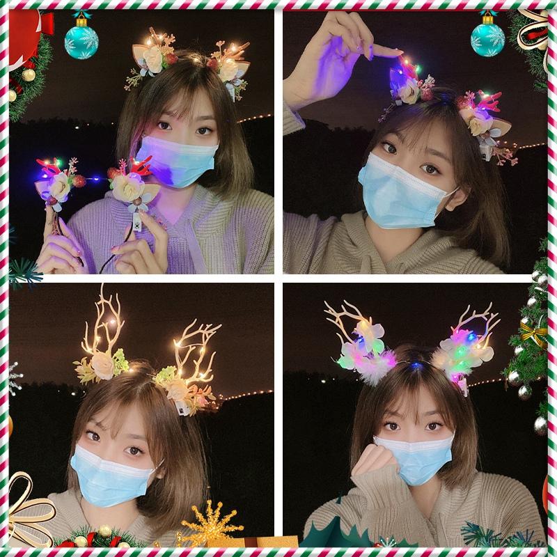 Christmas Hat Headband Christmas Glowing Headwear Party Decoration Luminous Xmas Tree Elk Hairpin Festival Party Small Gifts