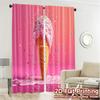Set Of 2 Flat Printing Curtains Without Rod Icecream Bliss Curtain Yarn Room Decor Ldeal Modern Made Polyester