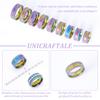 18Pcs 9 Size 201 Stainless Steel Grooved Finger Rings Set for Men Women, Rainbow Color, Inner Diameter: 16~22.2mm, Wide: 8mm, 2Pcs/size