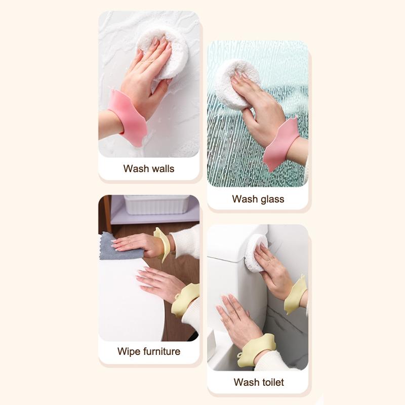 1Pairs Washing Face Spa Wrist Watch Band Flower Shape Silicone Solid Color Waterproof Wristband Headband Head Wrap
