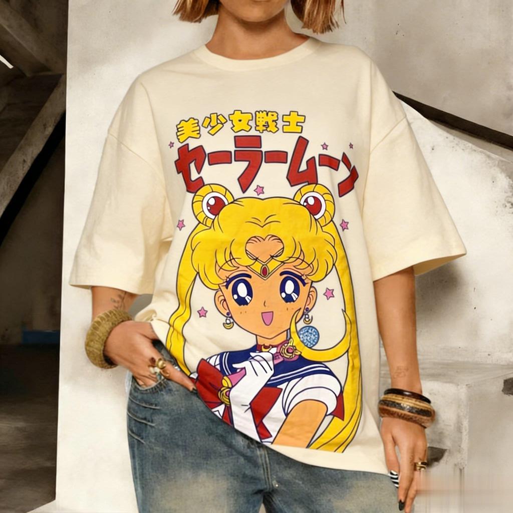Dámské Unisex Tričko Sailor Moon Anime Japonská Kreslená Grafika Krátký Rukáv Vintage Ležérní Streetwear Letní Topy Y2k