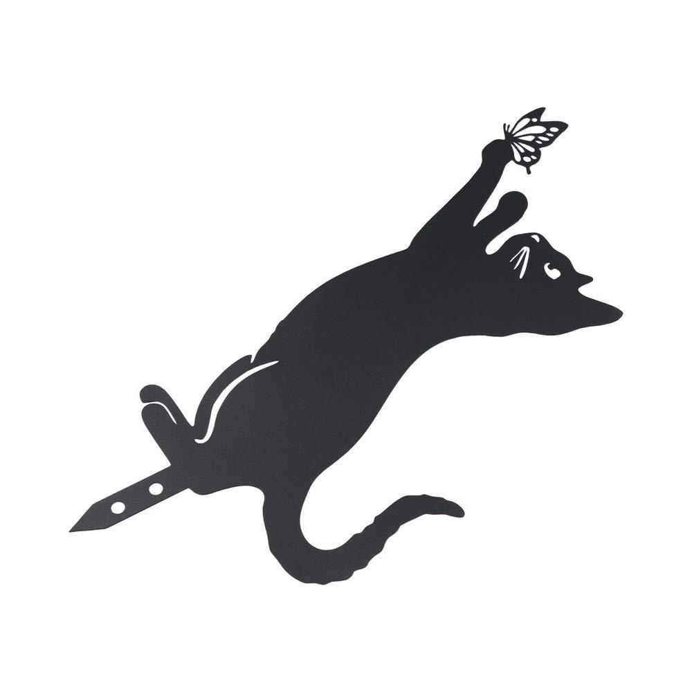 Iron Art Cat Garden Stakes Black Garden Cat Ornaments 6-style Cat Metal Statues  Garden