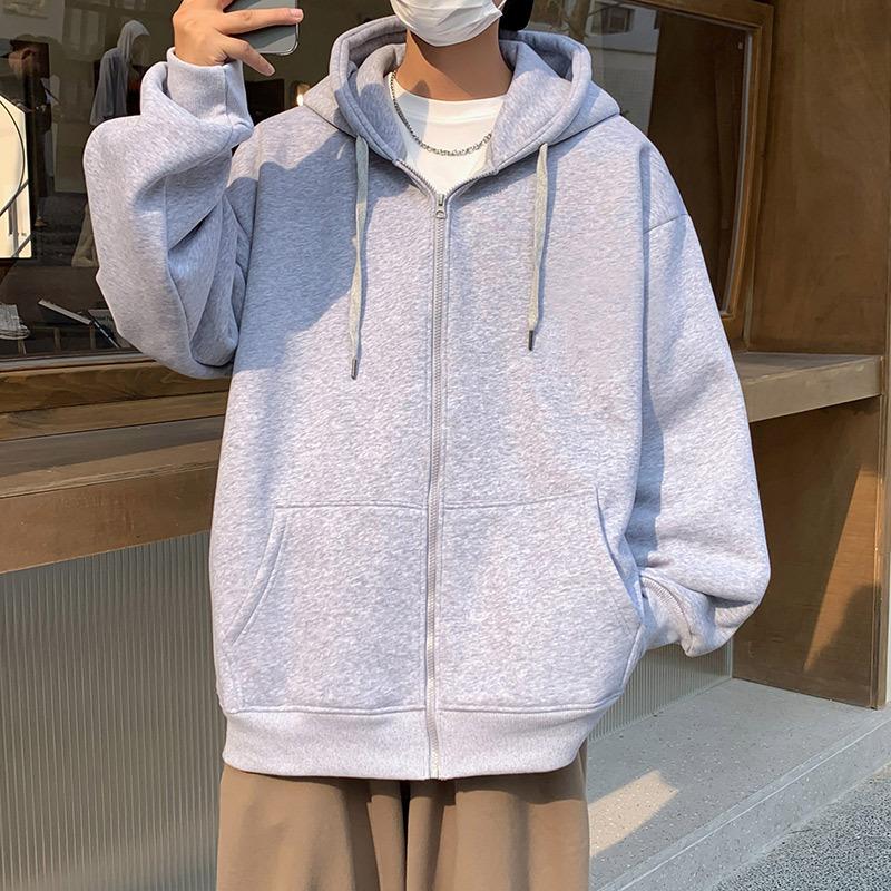 Autumn and Winter Oversize Thickened Fleece Sweater Jacket Men's Trendy Brand Ins Hong Kong Style Loose Hooded Cardigan Heavy