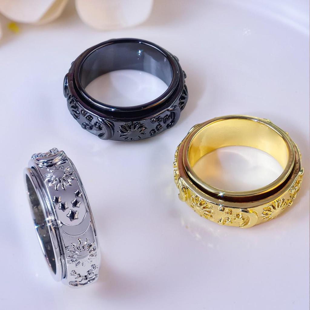 Star Moon Sun Rotating Decompression Ring - Unisex