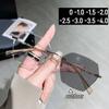 Photochromic Frameless Myopia Glasses Edge Cutting Point Diamond Oversized Frame Glasses Anti Blue Light Near Sight Eyewear