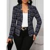 Women's Lightweight Plaid Long Sleeve Jacket - Stylish Open Front Outerwear for Spring & Fall, Black & White Houndstooth Pattern,