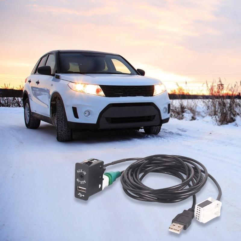 AUX in USB Schalterstecker mit USB-Kabel und 12-Pin AUX-Kabel für E60 E61 E63 E64 E87 E90 E70 F25 F01 F02 Adapter