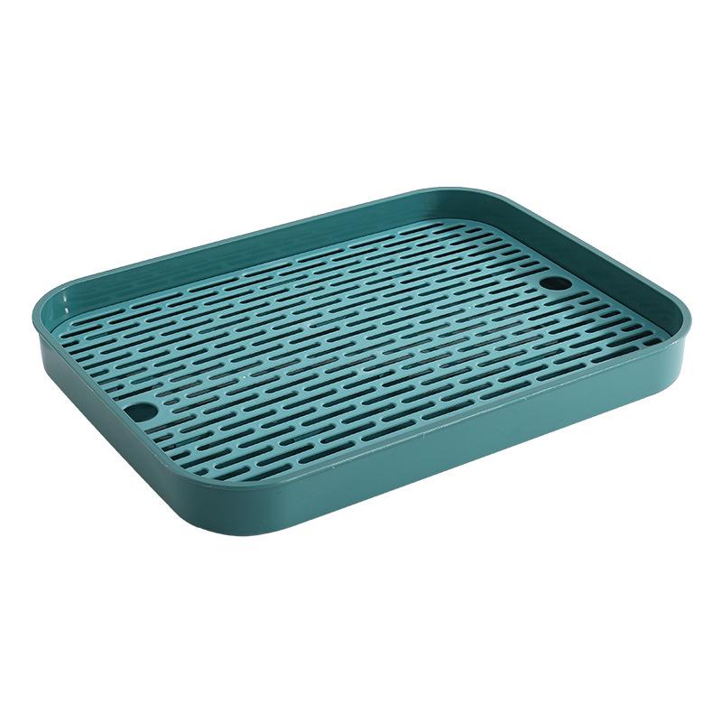 Household Drain Tray Double-Layer Plastic Tea Tray Simple Fruit Tray Rectangular Shelf Tea Set Storage Rack Water Filtration