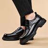 Thick Bottom Mens Dress Shoes Fashion Pointed Toe Men'S Business Casual Shoes Brand Leather Walking Footwear Lace-Up Men'S Shoes