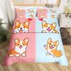 Cute Corgi Children'S Duvet Cover Puppy Bedding Set Kawaii Pet Animal Three-Piece Set