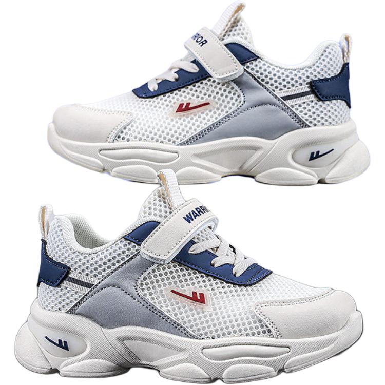 Warrior Mesh Comfortable Versatile Non-Slip Shock Absorbing Low-Top Casual Shoes Kids Sneaker Beige Gray Blue WZ(CL)-1231-2