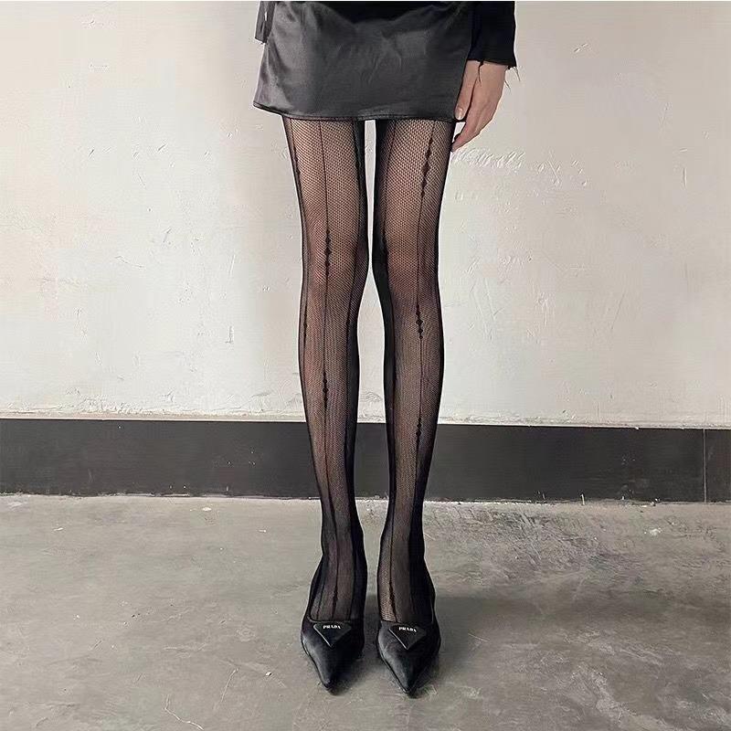 Gothic Lolita Women Geometric Hanging Thread Jacquard Tights JK Punk Mesh Breathable Sexy Retro Hollow Out Fishnet Pantyhose