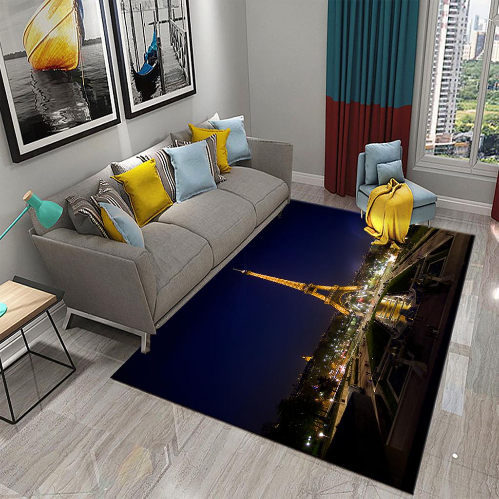 3D Romantic Paris Eiffel Tower Carpets for Living Room Bedroom Bathroom Entrance Non-Slip Rug Decor Kitchen Floor Mat Doormat