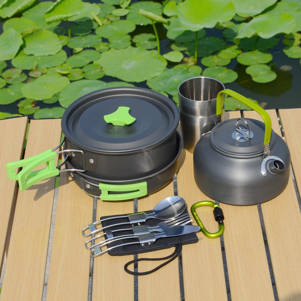 Induction Compatible Outdoor Cookware Set with Stainless Steel Cup for Easy Backpacking Picnic & Camping
