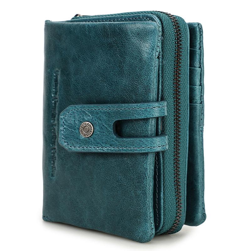 

Genuine Leather Women Short Wallet Fashion Small Coin Purse Zipper Multiple Card Slots Card Pack Multi Functional Buckle Women s Purse