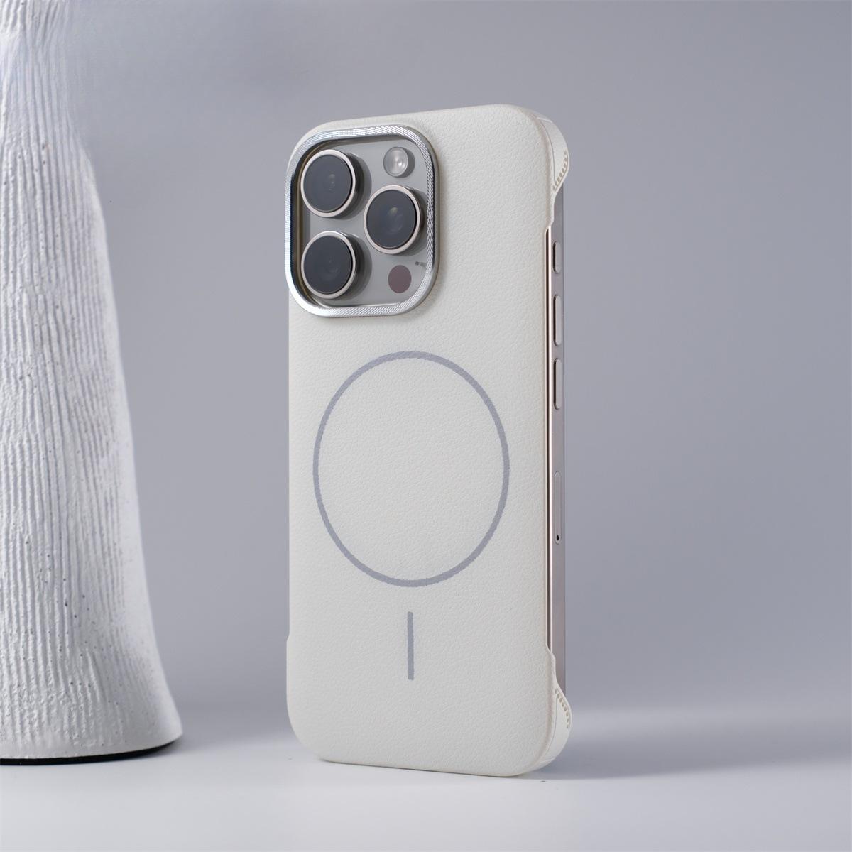 

Applicable To IPhone 16 Lychee Pattern Without Border Thin Circle Magnetic Suction Phone Case Apple 15 Ultra Thin Crystal Lens Film 14 iPhone 16