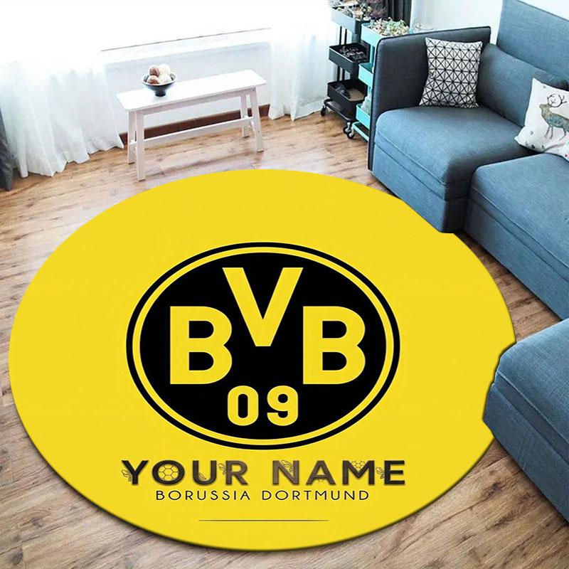 Borussia Custom Name Round Area Rug,Carpet Rug for Living Room Bedroom Sofa Playroom Decor,Non-slip Floor Mat