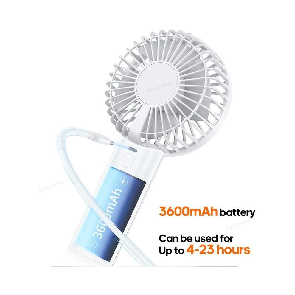 Handheld Personal Fan Mini USB Handheld Fan 3600mah Rechargeable Mini Fan Stepless Speed Control Display Night Light (Color : Ice Green)