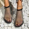2025 Large Size Hollow Net Shoes Summer New Autumn Net Red Hundred with Foreign Gas Rhinestone Sandals a Foot Stirrups