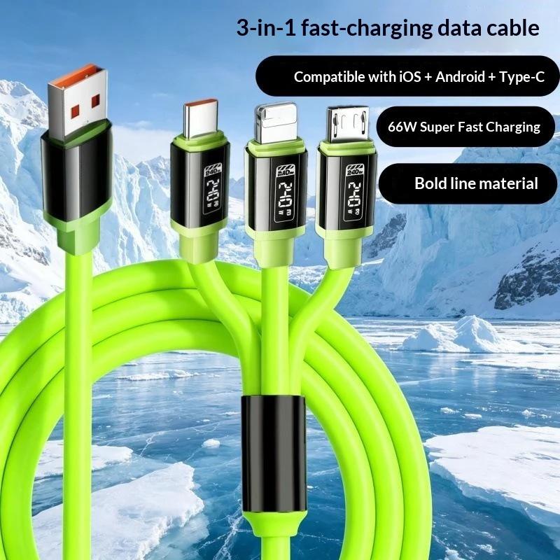 3 In 1 240W Fast Charging Cable For Micro Usb Type C Charging Cable Multiple Usb Ports For All Phone