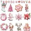 Christmas Souvenir Gifts 12/24/36Pcs Pink Wooden Ornaments Set, Snowman Santa Hanging Home Decor Decors, Xtmas Hanigings with Ropes for Tree