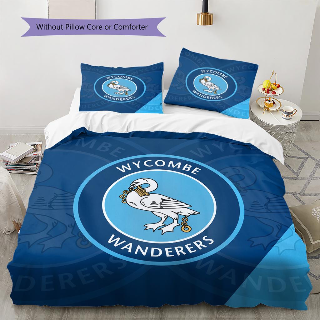 Wycombe Wanderers Pattern Bedding Quilt Set Home Decoration Gift (1 * Duvet Cover + 2 * Pillowcase Without Core)