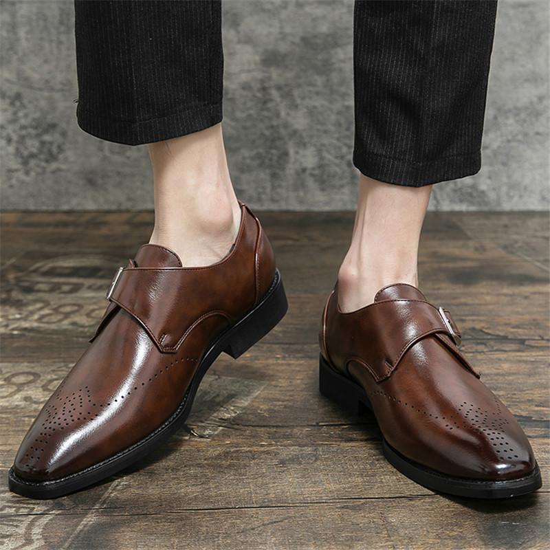 Nowe czarne brązowe mokasyny typu monk strap Projektant Męskie Szpiczaste Wsuwane Buty Codzienne Obuwie na Wesele Homecoming Zapatos Hombre