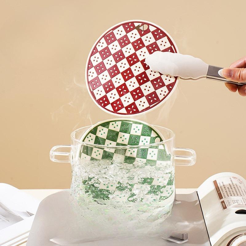 Retro Checkerboard Heat Insulation Pad, Pot and Bowl Pad, High-temperature Resistant Plate Pad, Anti-slip Table Pad, Heat-resistant