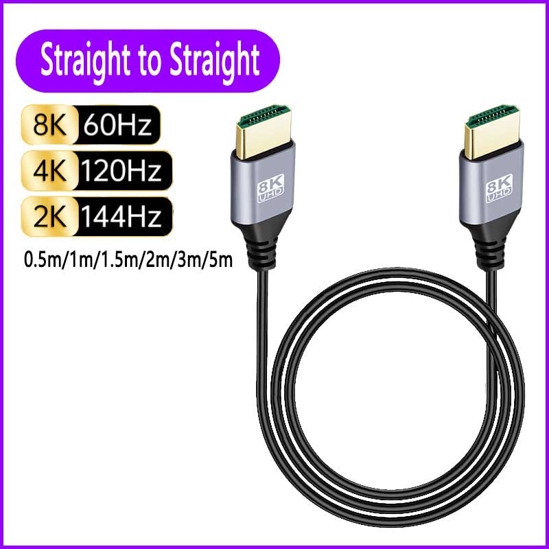 8K 90 Degree HDMI 2.1V Cable Cord 8K 60Hz 4K 120Hz 48Gbps EARC ARC HDCP Ultra High Speed HDR for HD TV Laptop Projector PS4 PS5