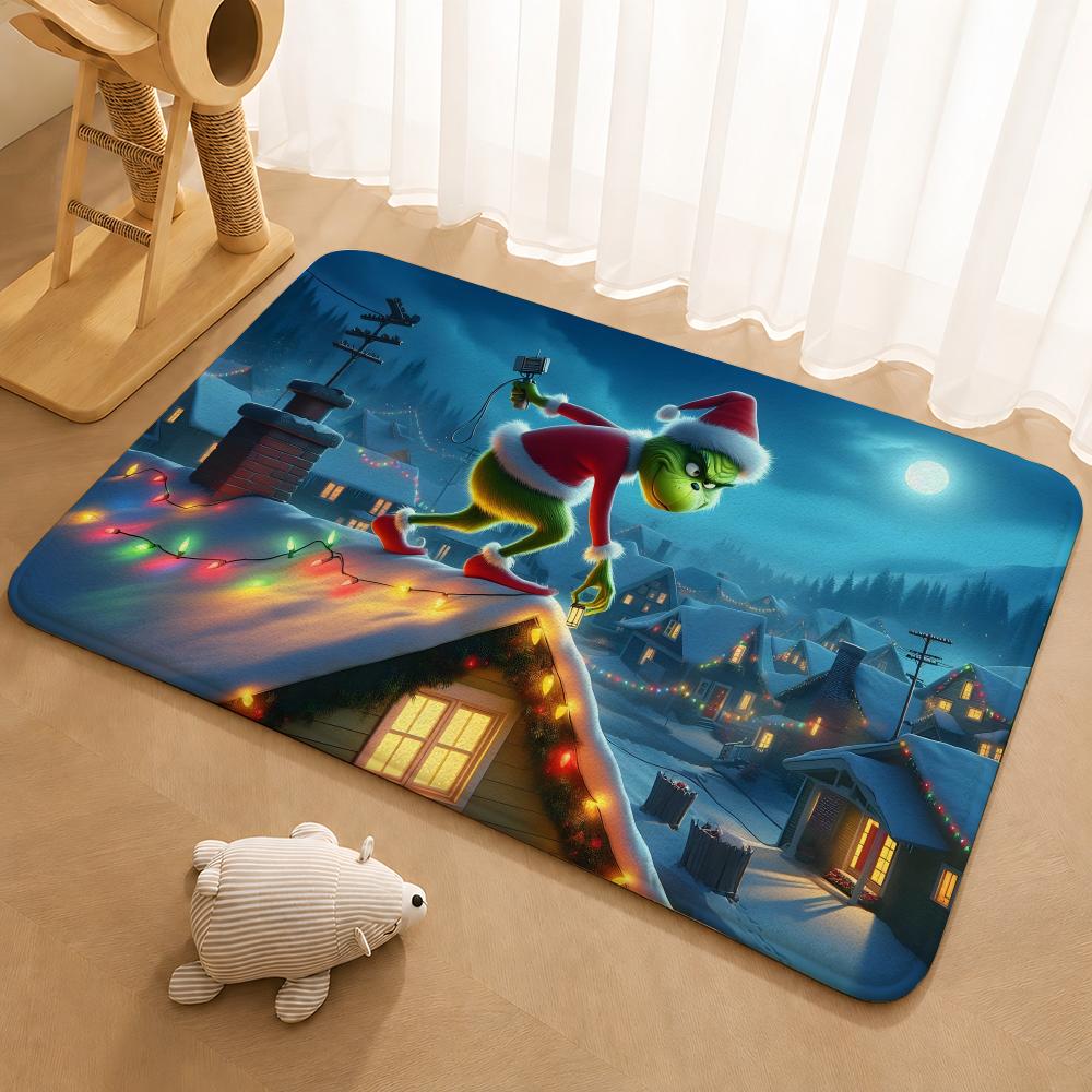 How The G-Grinch S-Stole Christmas Floor Mat Floor Mat Soft Flannel Non-Slip Door Rug for Living Room
