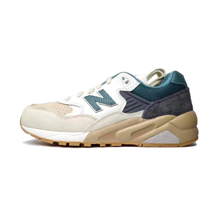 New Balance Unisex 580 Lace-Up Cushioning Low Top Lifestyle Sneakers Beige White Dark Gray MT580EEA 36