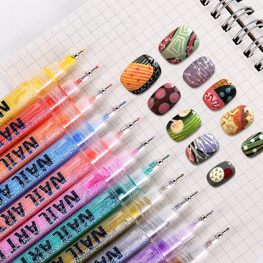 2026New Nail Art Pen Graffiti Pen Nail Painting Pen DIY Quick-drying Color Hook Line Acrylic Marker Pen