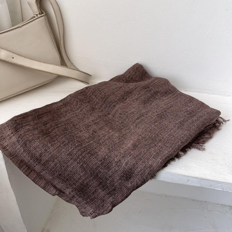 

Женский шарф на осень Свежий и универсальный Контрастные полосы Текстура Хлопок и лен Тонкий платок Шарф Шарф 180*90cm