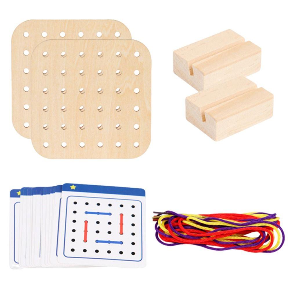 Creativity Montessori Wooden Rope Board Thinking Training Wooden Threading Rope Board  Social Games
