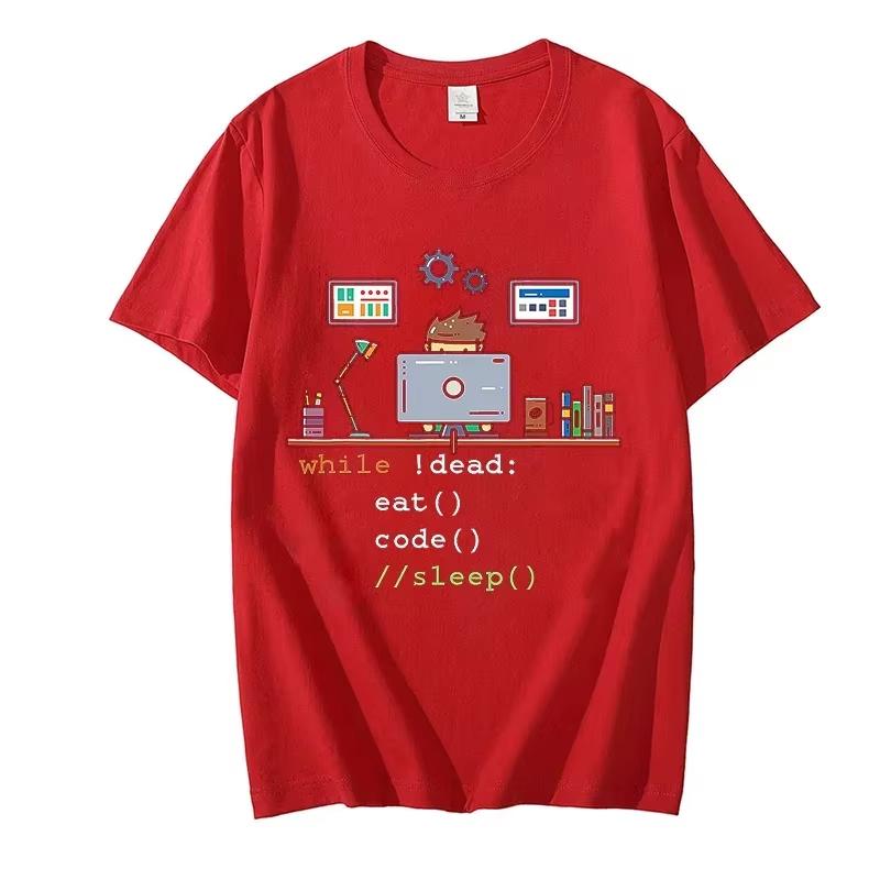 Funny Tees Computer Science Python Programmer Eat Code Sleep T Shirts Graphic Streetwear Short Sleeve Birthday Summer Tshirt