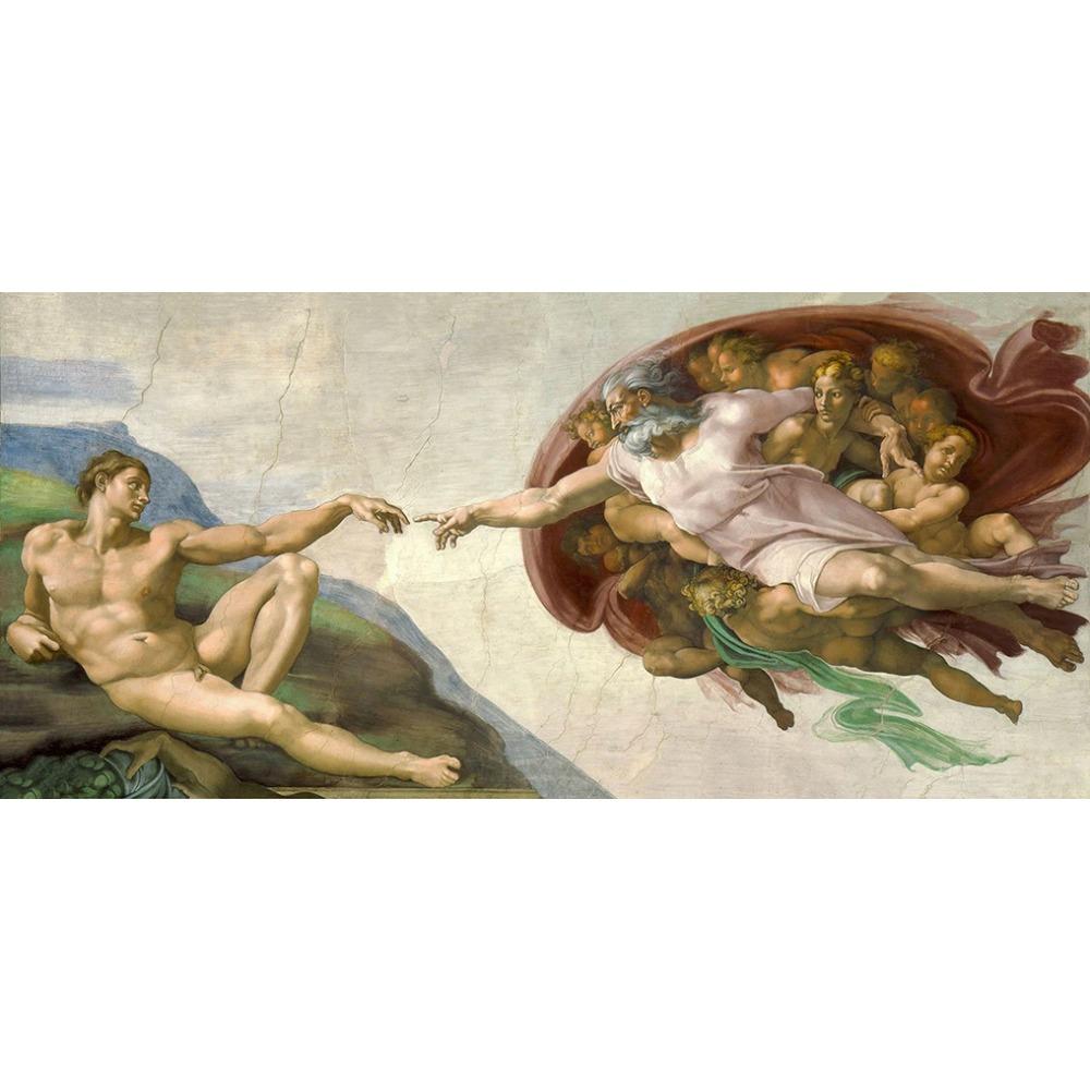 Afresco do Teto da Capela Sistina de Michelangelo, Criação de Adão Impressão em Poster em Tela Arte de Parede Imagem para Decoração de Sala de Estar
