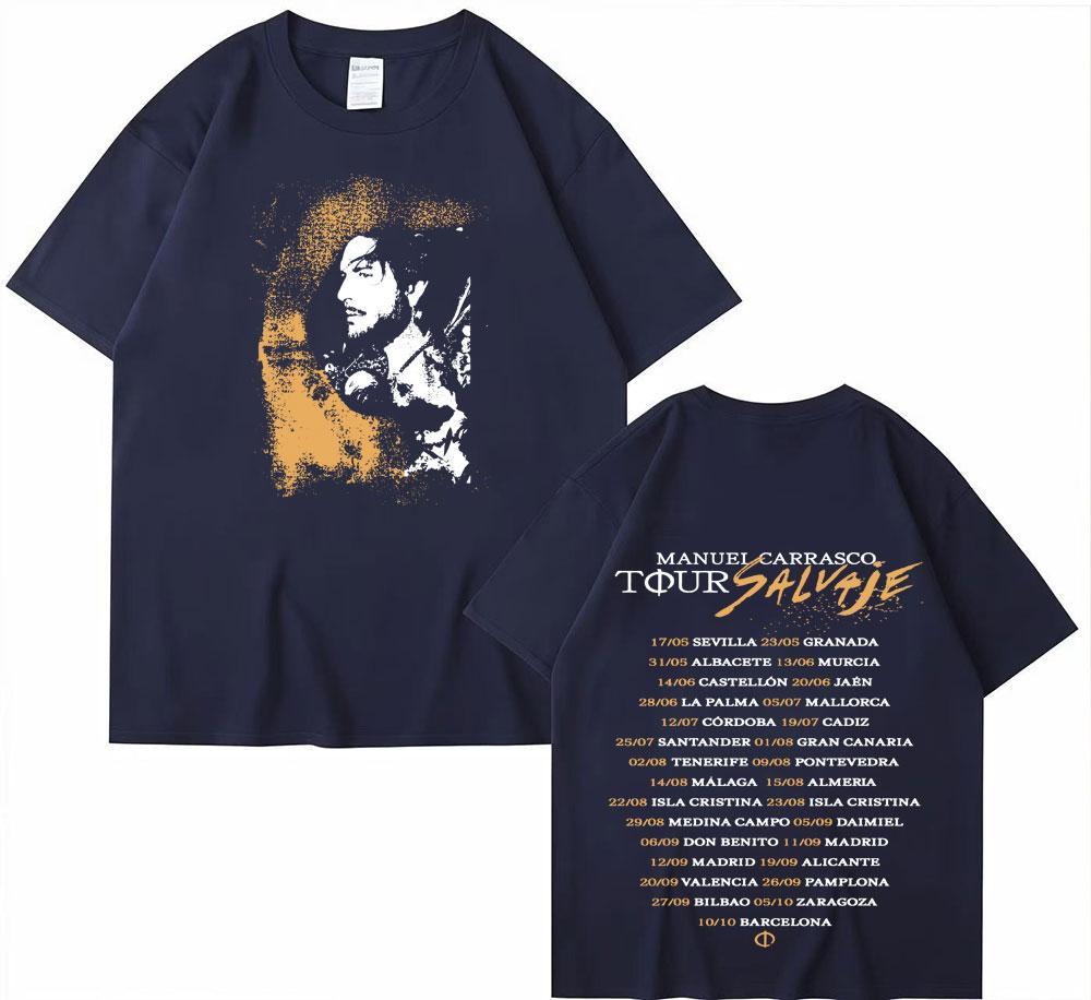 Rapper Manuel Carrasco Salvaje Tour 2025 Grafik T-Shirts Herren Damen Harajuku Hip Hop T-Shirt Kurzarm Lässig Heißer Verkauf T-Shirt