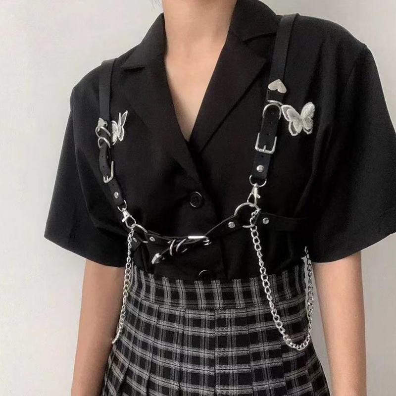 Punk Leather Waist Chain Belt Layered Ring Belly Chains Dance Body Accessories for Women and Girls