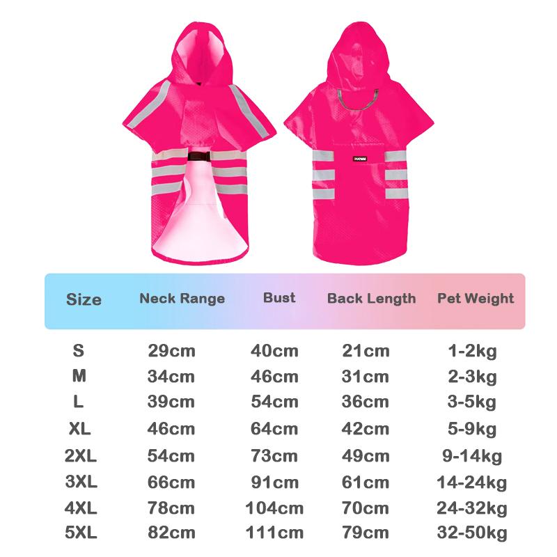 Dog Raincoat Hooded Cloak Waterproof Poncho with Reflective Stripes Rainy Day Outdoor Cloak Style Hooded Dog Raincoat
