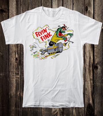 Retro Hot Rod T-Shirt Drag Race Racing Speed Shop Flyin Fink Monster Rat