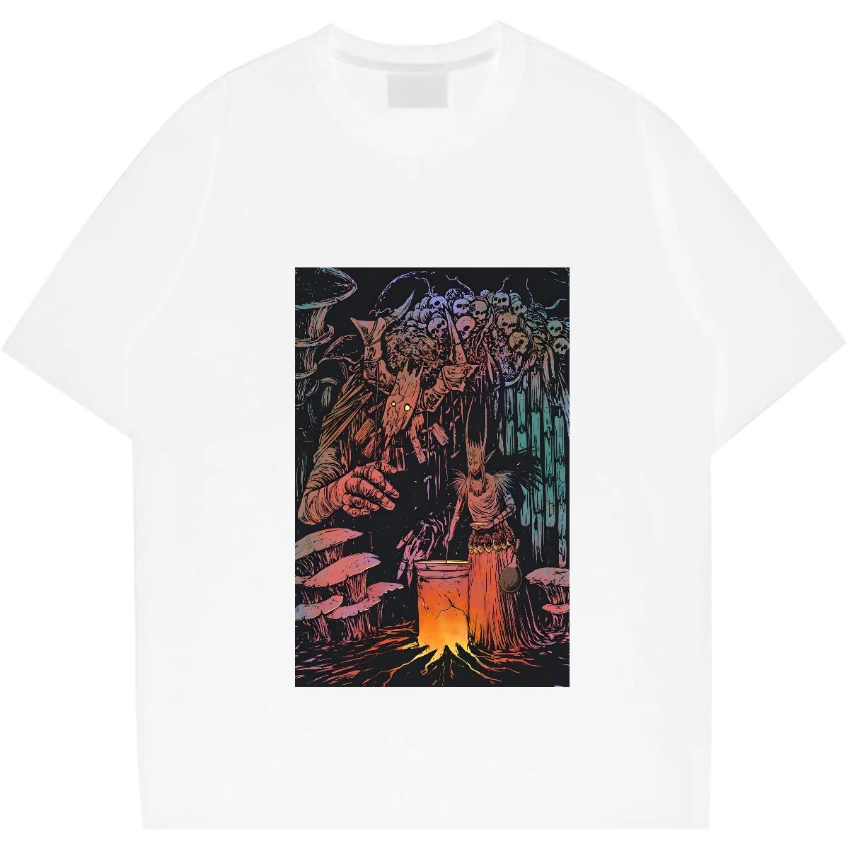 

Дриада О-образный вырез, свободная футболка большого размера, американские ретро-рэперские футболки, модная принтованная хлопковая одежда, повседневная удобная мужская футболка, сделай сам S бежевый